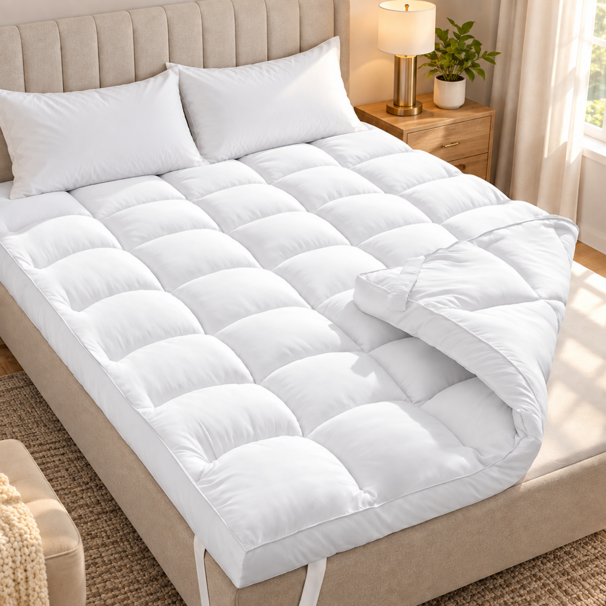 Hotel-Quality 10cm/4 Inch Mattress Topper – Ultimate Firm Foam Mattress Pad & Bed Topper – Cotton Haven