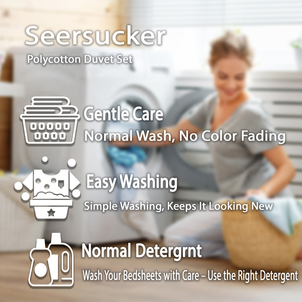 Seersucker Duvet Cover Set | Stylish, Non-Iron & Easy-Care Polycotton Bedding - Cotton Haven