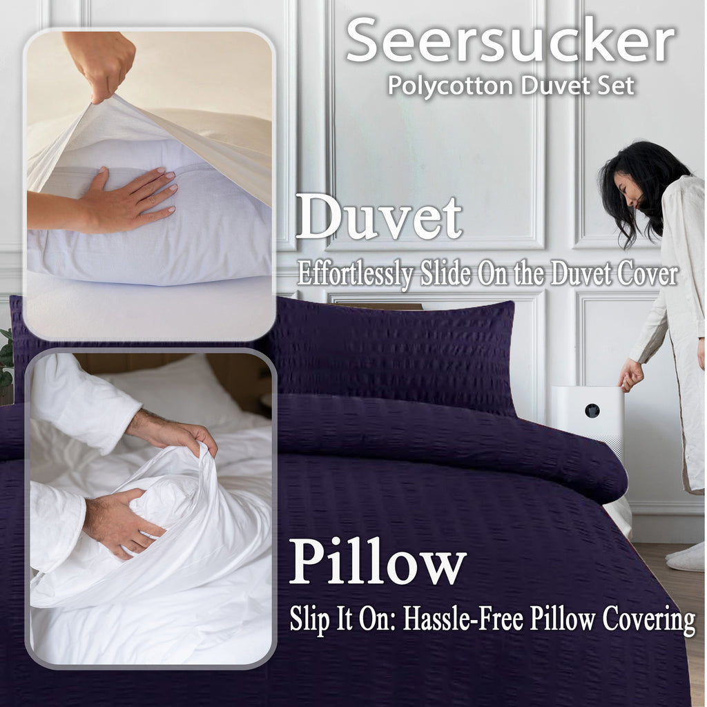 Seersucker Duvet Cover Set | Stylish, Non-Iron & Easy-Care Polycotton Bedding - Cotton Haven